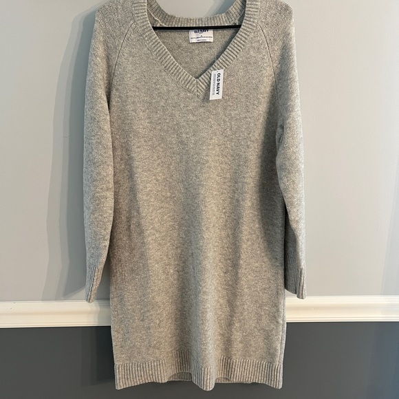NWT Old Navy So Soft Gray V-Neck Sweater Dress / Size M - Picture 1 of 6